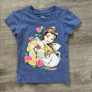 Disney Blue Short Sleeve Tee with Floral Character Design
